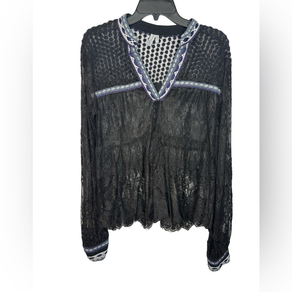 Anthropologie Whimsigoth Blank London Sheer Lace Embroidered Long Sleeve Medium